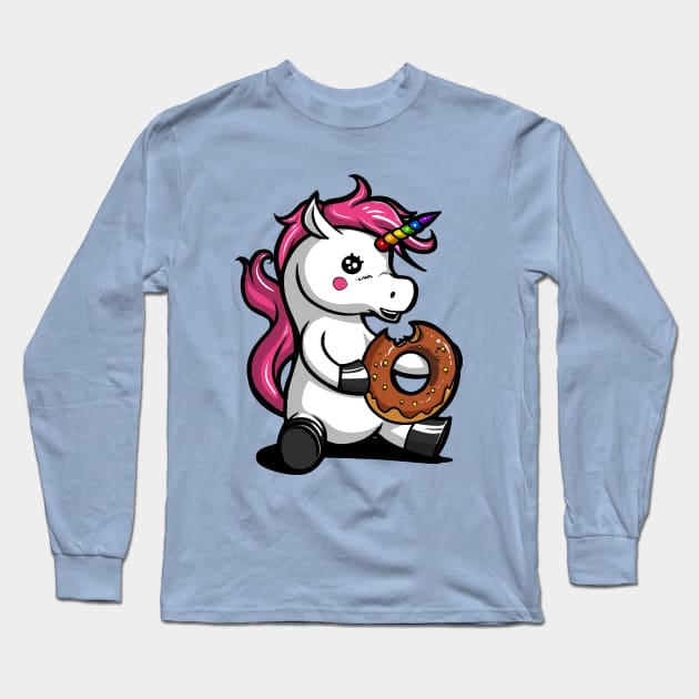 Unicorn Donut Long Sleeve T-Shirt by underheaven